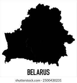 Belarus Map - black World Map International vector template with High detailed isolated on white background - Vector
