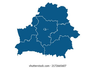 Belarus Map blue Color on White Backgound