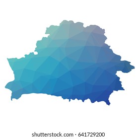 Belarus map - blue geometric rumpled triangular low poly style gradient graphic background