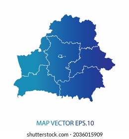 Belarus map, blue gradient color , infographic style , on white background with Map World. Wire frame 3D mesh , map 3D,
