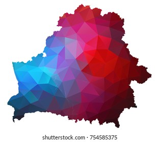 belarus map. Blue and Red polygonal shape vector illustration on white background. Vector illustration eps 10.