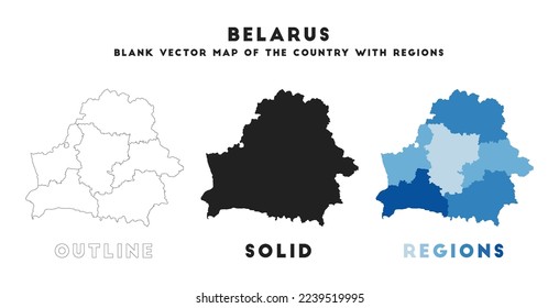 Belarus map. Borders of Belarus for your infographic. Vector country shape. Vector illustration.