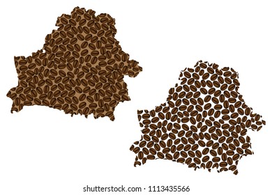 Belarus -  map of coffee bean, Republic of Belarus (Byelorussia or Belorussia) map made of coffee beans,