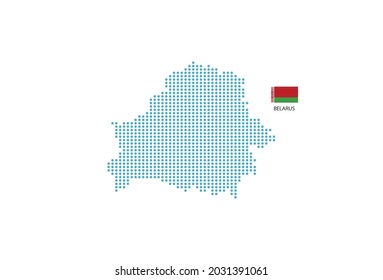 Belarus map design blue circle, white background with Belarus flag.
