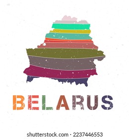 Belarus map design. Shape of the country with beautiful geometric waves and grunge texture. Astonishing vector illustration.