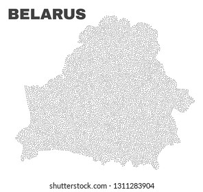 Belarus map designed with little points. Vector abstraction in black color is isolated on a white background. Scattered little elements are organized into Belarus map.