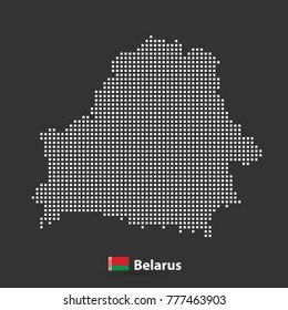 Belarus map dots, White. 
On a black background.
vector illustration.