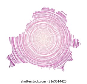 Belarus map filled with concentric circles. Sketch style circles in shape of the country. Vector Illustration.