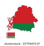 Belarus Map with Flag Below on Right Side. Map of Belarus with the National Flag Positioned Below on the Right, Representing Belarus Unity and Identity