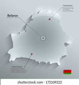 Belarus map flag glass card paper 3D vector