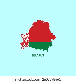 Belarus Map Flag. Map of Belarus with the national flag of Belarus stock vector.