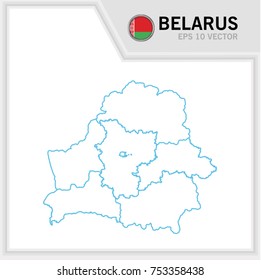 Belarus map and flag in white background
