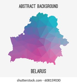 Belarus map in geometric polygonal,mosaic style.Abstract tessellation,modern design background,low poly. Vector illustration.