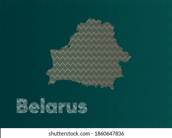 mapa belarús con patrón geométrico simple verde y dorado y ondas abstractas