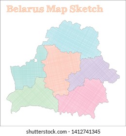 Belarus map. Hand-drawn country. Vector illustration.