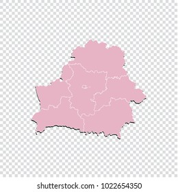 Belarus map - High detailed pastel color map of Belarus. Belarus map isolated on transparent background. Vector illustration eps 10.