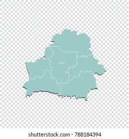 Belarus map - High detailed pastel color map of Belarus. Belarus map isolated on transparent background. Vector illustration eps 10.