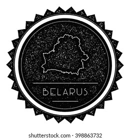 Belarus Map Hipster Stamp with Retro Vintage Styled Design. Hipster Grungy Stamp of Belarus Map Vector Illustration. Belarus Round Sticker.