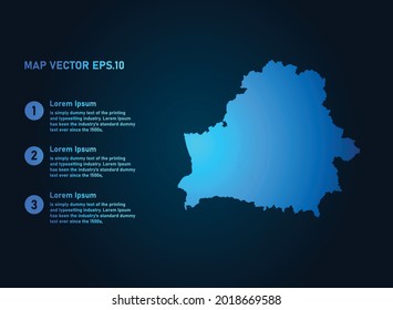 Belarus map, infographic style , on dark background with Map World. Wire frame 3D mesh , map 3D,