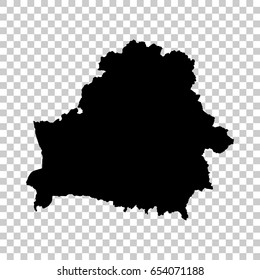 Belarus map isolated on transparent background. Black map for your design. Vector illustration, easy to edit.