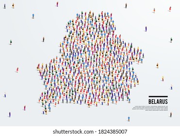 Belarus Map. Large group of people form to create a shape of Belarus Map. vector illustration.