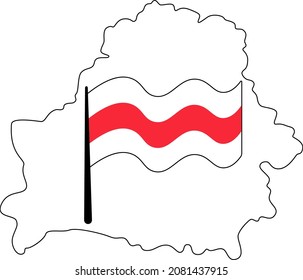 Belarus map with national white-red-white flag vector icon