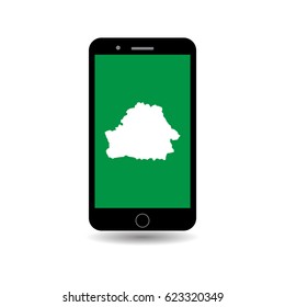 Belarus Map On Mobile Phone Green Screen For Business, Education or Presentation