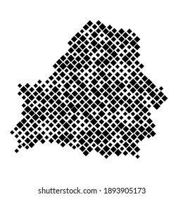 Belarus map from pattern of black rhombuses of different sizes. Vector illustration.