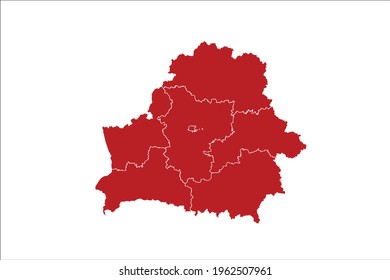 Belarus Map Red Color on White Backgound