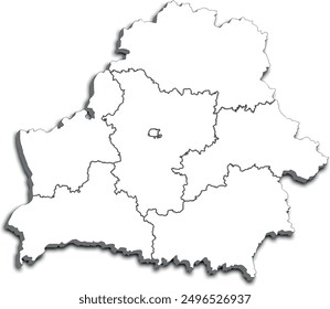 BELARUS MAP WITH ITS REGIONS AND POLITICAL ADMINISTRATIVE DIVISIONS