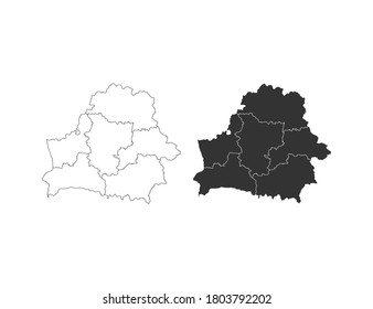 Belarus map - Republic of Belarus. Europe. Vector illustration.