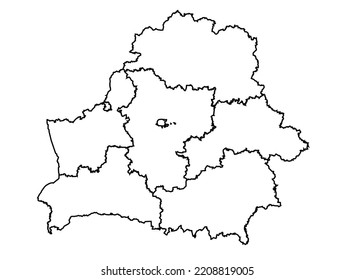 Belarus Map shadow in minimal line outline thin shape isolated vector illustration