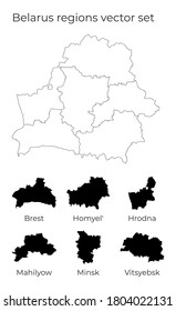 Belarus map with shapes of regions. Blank vector map of the Country with regions. Borders of the country for your infographic. Vector illustration.