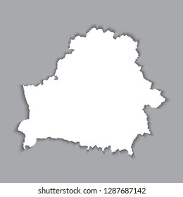 Belarus map silhouette with shadow effect. EPS10 vector with transparency organized in layers for easy editing.