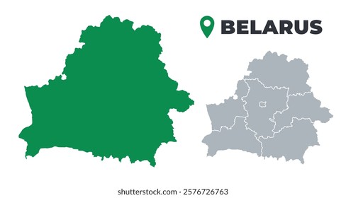 Belarus map simple flat outline vector set