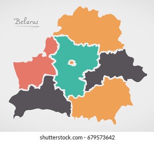 Belarus Map with states and modern round shapes