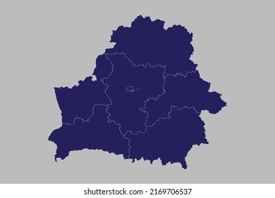 Vector de mapa de Bielorrusia, color azul, aislado en fondo gris