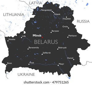 Belarus map | Vector detailed color Belarus map