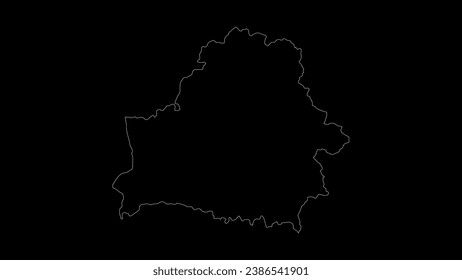 Belarus map vector illustration. Drawing with a white line on a black background.