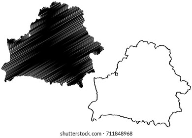 Belarus map vector illustration, scribble sketch Byelorussia
