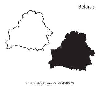 Belarus map vector illustration, Belarus map silhouette, Belarus country, Black and white Belarus map 