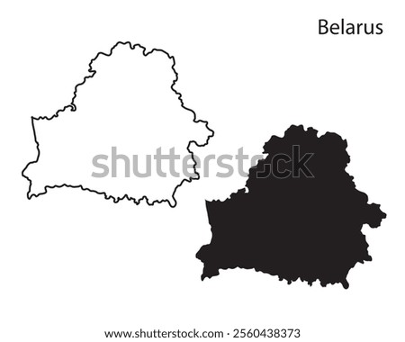 Belarus map vector illustration, Belarus map silhouette, Belarus country, Black and white Belarus map 