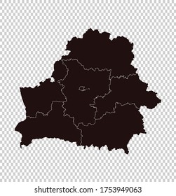 Belarus map vector, isolated Brown color on transparent background