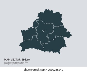 Belarus map vector, isolated on gray background 