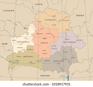 Belarus Map - Vintage High Detailed Vector Illustration