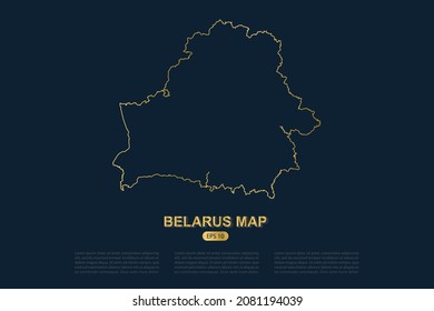 Belarus Map - World Map International vector template with thin gold outline graphic sketch style isolated on dark background for card design, poster, banner - Vector illustration eps 10