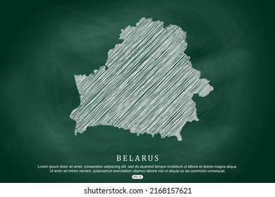 Belarus Map - World Map International vector template with white outline graphic sketch and old school style  isolated on Green Chalkboard background - Vector illustration eps 10