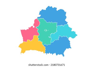 Belarus Map - World Map International vector template with High detailed including blue, green, pink, and yellow outline color isolated on white background - Vector illustration eps 10