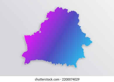 Belarus Karte - Weltkarte Internationale Vektorvorlage mit 3D, Papierstil einschließlich Schatten- und Farbenblau, violette Farbe auf grauem Hintergrund für Design, Infografik - Vektorgrafik eps10