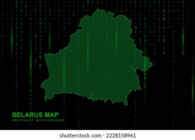 Belarus Map - World Map International vector template with Matrix green binary computer code background including light for design, website, hacker concept - Vector illustration eps 10